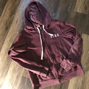 Vs Pink Maroon Zip Up Hoodie jacket